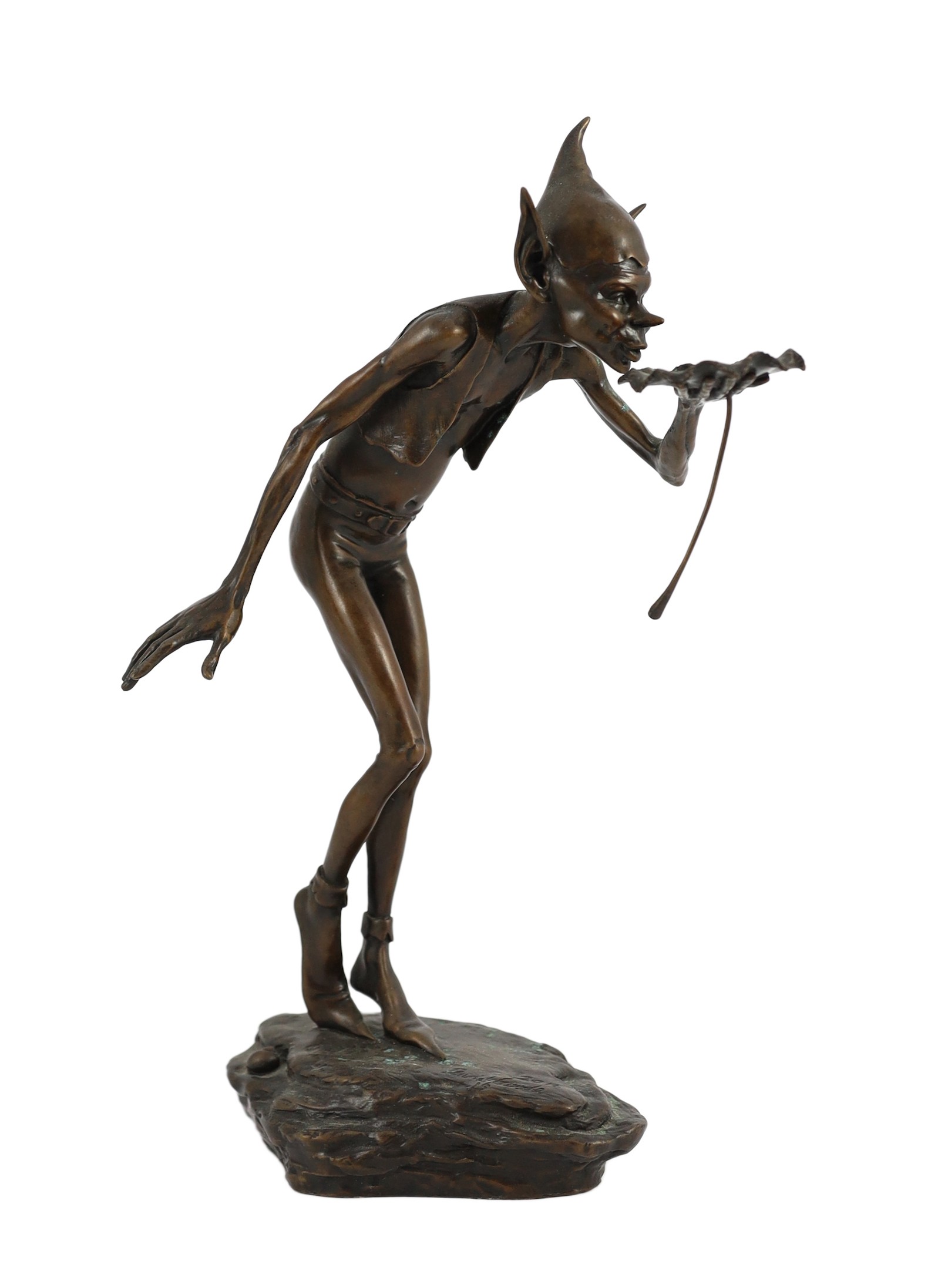 David Goode (British, b.1966). bronze; The Drinker, height 29cm